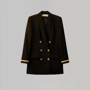 VTG Lillie Rubin Black Wool Nautical Blazer Gold Button Size 8 Fits 6 Old Money
